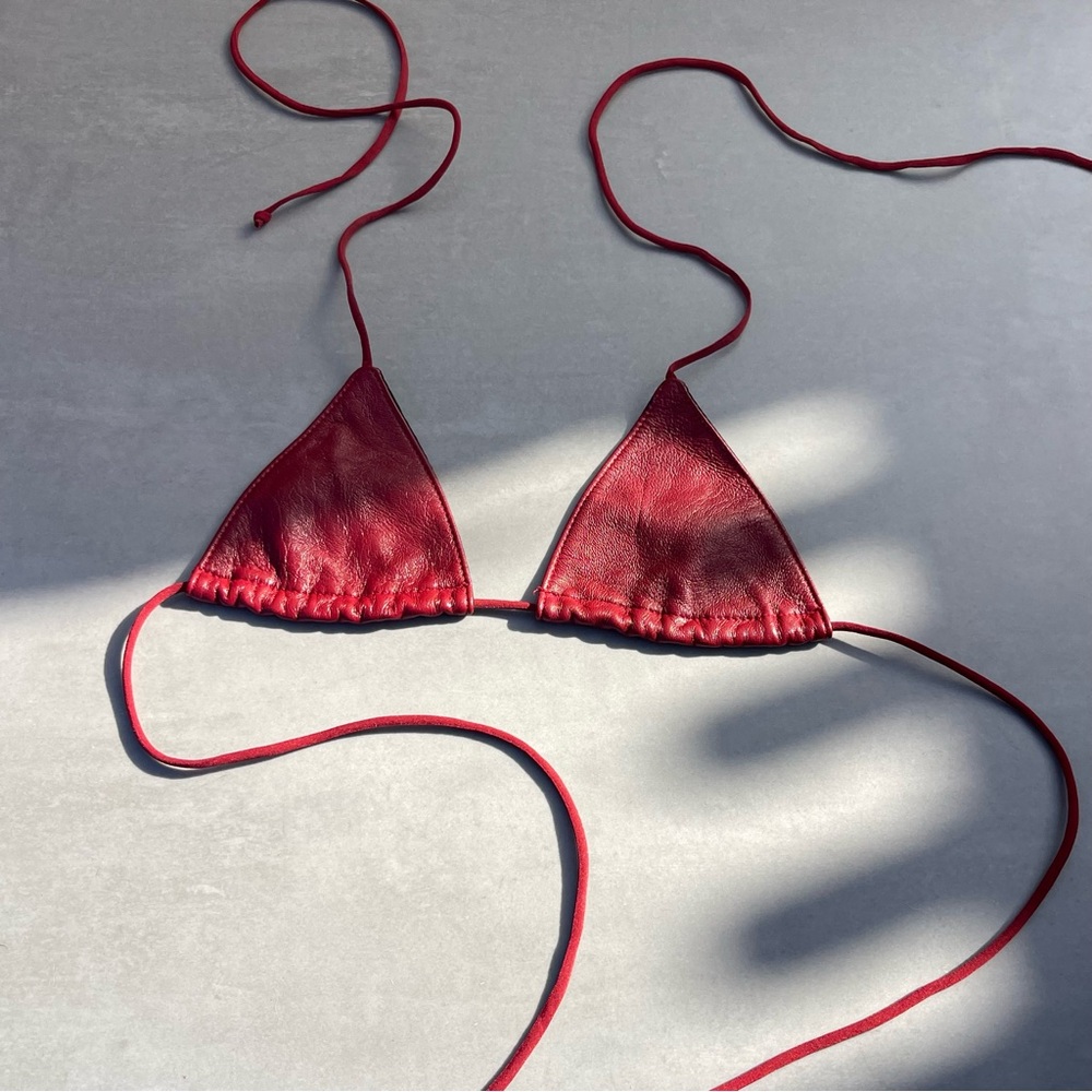 Red Triangle String Bikini Top - Women's Swim - Picture 6 of 6